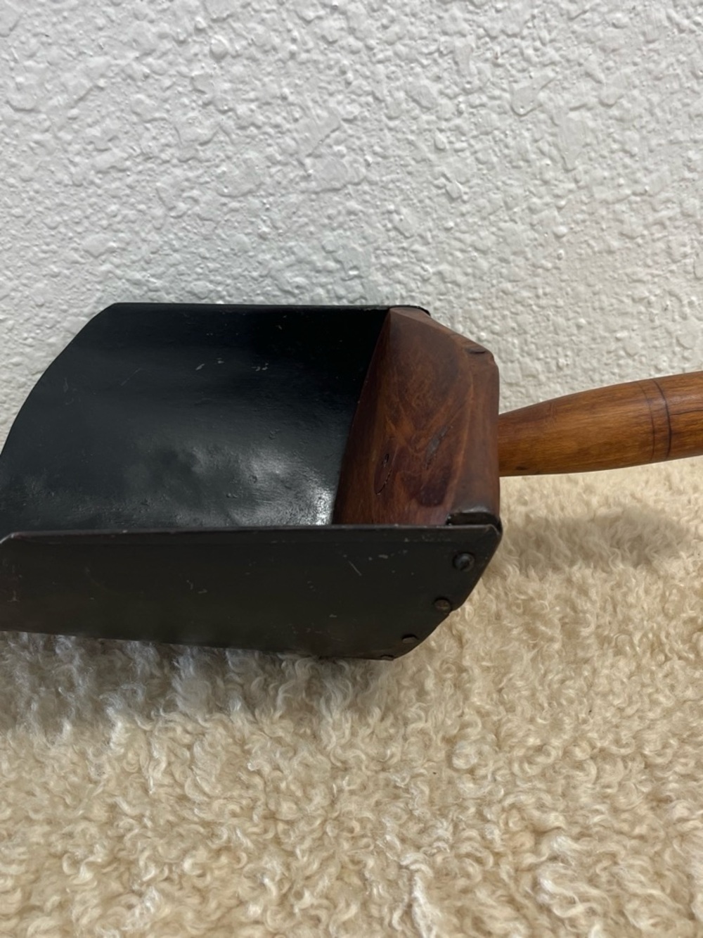Vintage Wood and Black Metal Feed Scoop, size 5